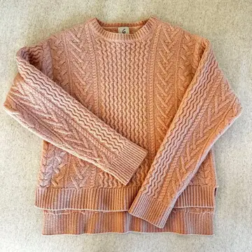 핑크 니트 유나이티드 애로우즈 뷰티 앤 유스 로쿠 케이블 짜임 니트