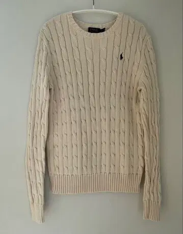 랄프 로렌 POLO 케이블 짜임 코튼 니트 스웨터 아이보리