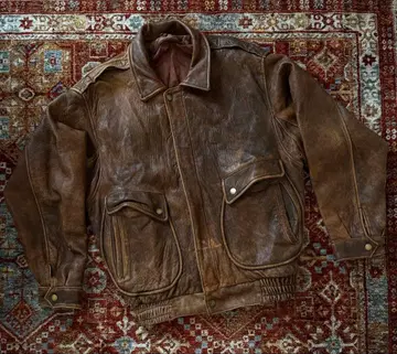 [크롭 기장] 브라운 가죽 자켓 무스탕