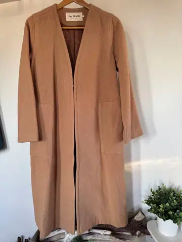 Ray BEAMS 베이지 노카라 롱 코트 M 사이즈