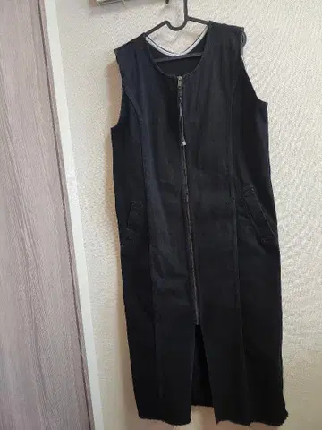 블랙 데님 오버롤 스커트