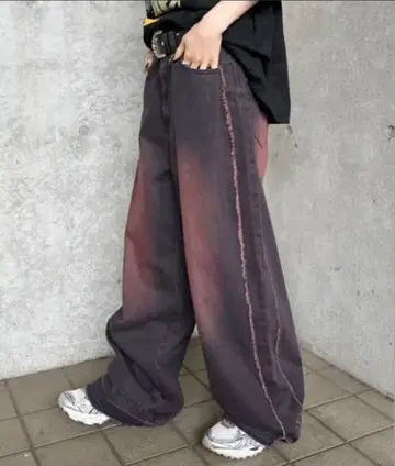 [ 레어 디자인 ] sedacle 사이드 프린지 오버 다이 데님 퍼플