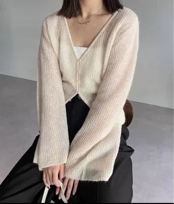 모헤어 와이드 슬리브 가디건