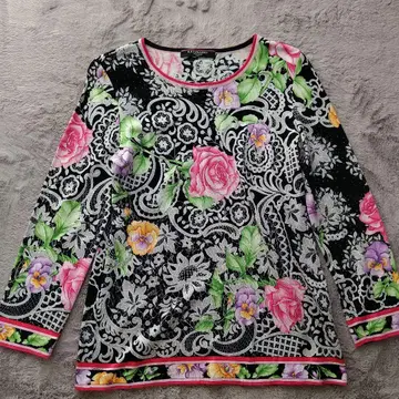 LEONARD 플라워 프린트 긴팔 T셔츠