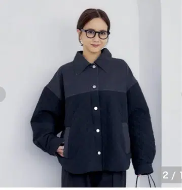 시마무라 다나카 리나 절개 퀼팅 자켓 블랙 M