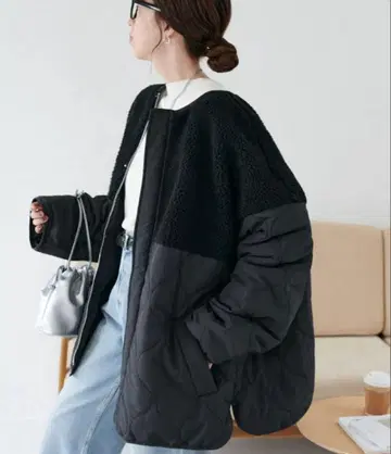 보아 절개 퀼팅 코트