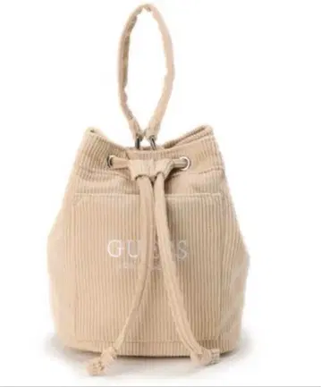 GUESS 코듀로이 버킷백 베이지 숄더백 복조리