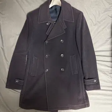 다크 네이비 더블 브레스트 울 코트