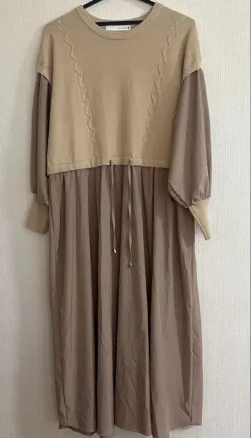 베이지 스웨터 드레스 롱 기장