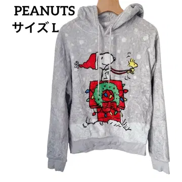 PEANUTS 스누피 크리스마스 후드티 L 복슬복슬 부들부들