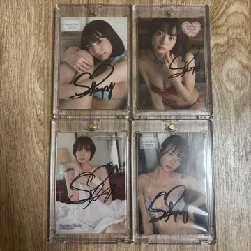 오카다 아야카 친필 사인 카드 4장 세트