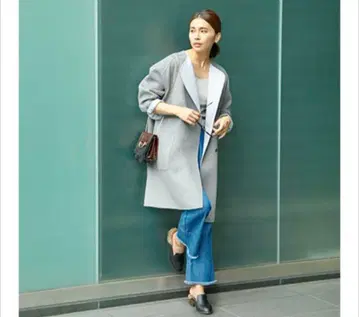 리버서블 그레이 긴팔 롱 코트