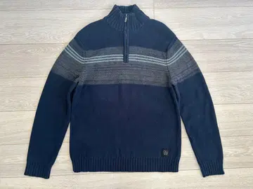 CKJ 네이비 그레이 스트라이프 니트 스웨터