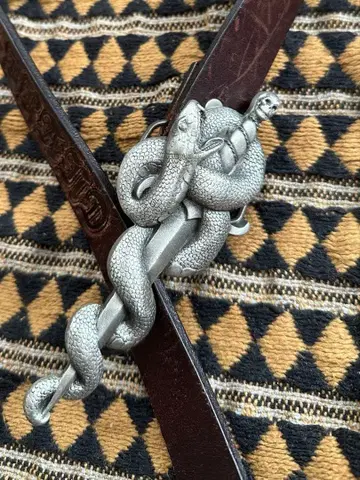 90s 스네이크 스컬 가죽 벨트 00s 그런지