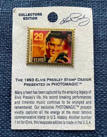 엘비스 프레슬리 우표 디자인 핀 배지