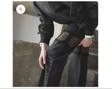 deru2828 레이스 데님 팬츠 오가닉 코튼 S 사이즈