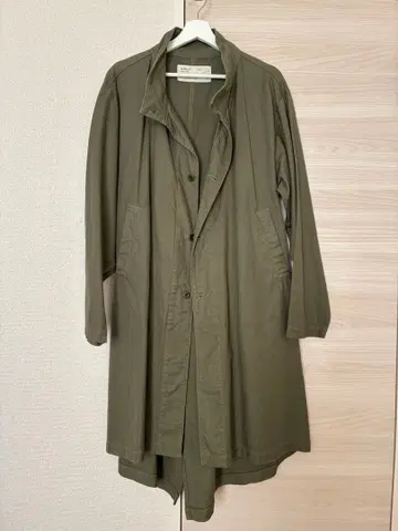 HARVESTY 올리브 치노크로스 오버코트