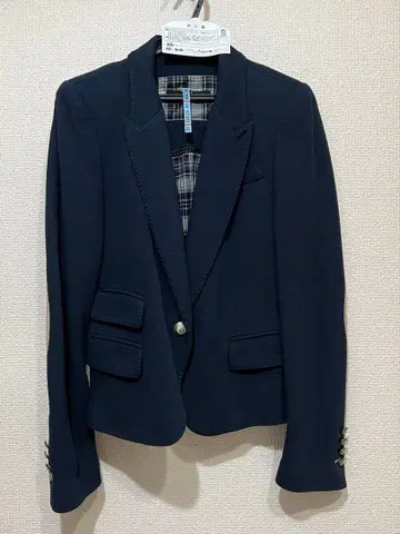 ZARA 네이비 엘르 엘보 패치 테일러드 자켓