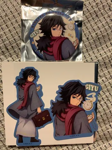 귀멸의 칼날 토미오카 기유 리로호텔즈 귀멸의 칼날 콜라보 캔뱃지 스티커