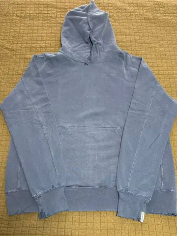 REMI RELIEF 블루 그레이 후드티 데미지 가공