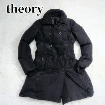 theory 세오리 블랙 다운 자켓 미디 기장 블랙