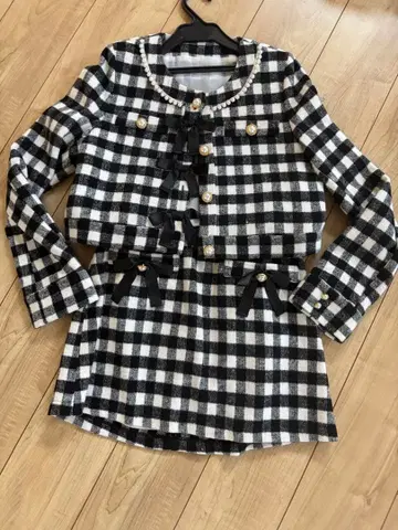 앙크루즈 체크 무늬 셋업 블랙 화이트