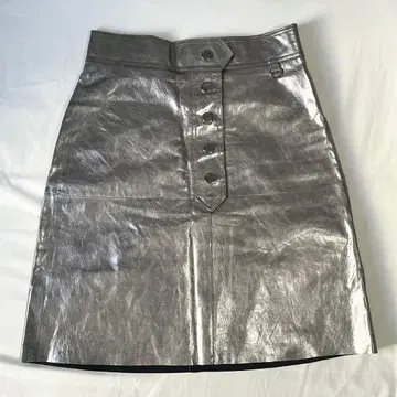 ZARA WOMAN 돈피 가죽 스커트 실버