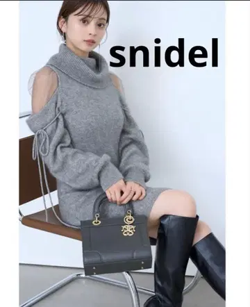 가격 인하 택 포함 새상품 snidel 시스루 숄더 니트 미니 원피스