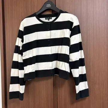 빅 사이즈 여성용 XL 정도 애니에스 보더 코튼 가디건