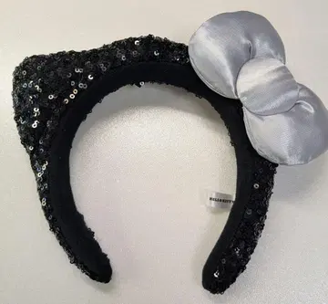 유니버셜 헬로키티 머리띠 실버 리본 포함 블랙 스팽글 USJ