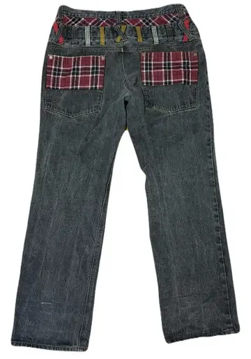 mixing 2 denim jeans 체크 포켓