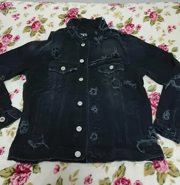 ZARA 블랙 데님 자켓 데미지 가공