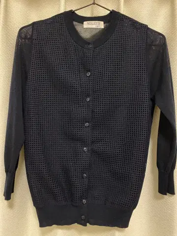 새상품 노리즈 메쉬 니트 소매 시어 가디건 네이비 시스루 니트