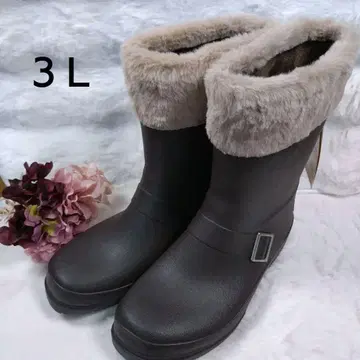 퍼 포함 브라운 방한 장화/레인부츠 3L