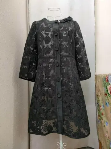 슈퍼 뷰티 롱 자켓 노카라 레이스