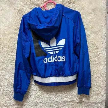 adidas 숏 기장 후디 점퍼 나일론 파랑 트레포일 로고