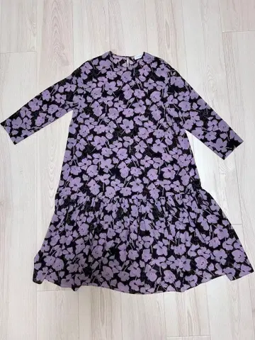 보라색 꽃무늬 롱 원피스 세트