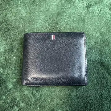 블랙 가죽 접이식 지갑 스트라이프