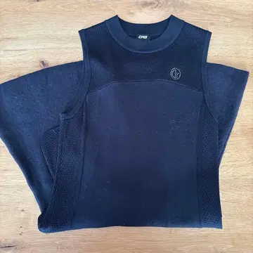 CPG 골프 원피스 얇은 소재 니트 슬리브리스 네이비 덤 포함