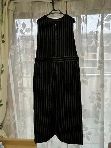 스트라이프 슬리브리스 롱 원피스