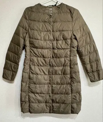 유니클로 울트라 라이트 다운 컴팩트 코트 카키 롱 코트 S