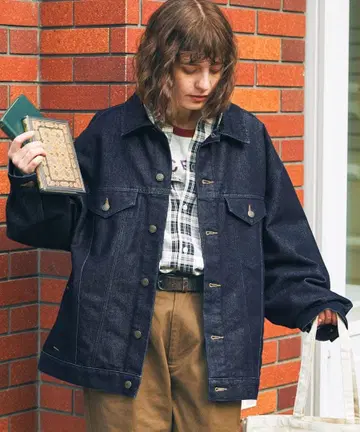 빅 실루엣 신치 벨트 디자인 데님 자켓