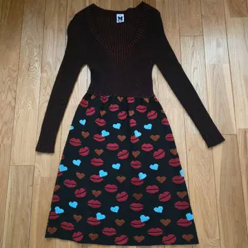 MISSONI 립과 하트 프린트 원피스 M