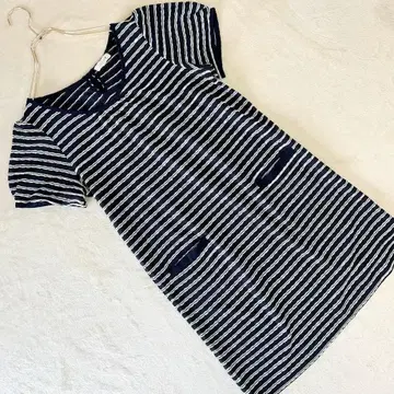 애니팜 보더 원피스 네이비 계열 반팔 캐주얼 튜닉 M