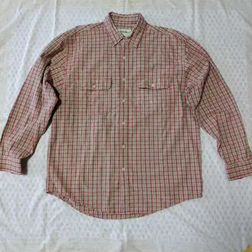 에디 바우어 긴팔 셔츠 체크 빨간색 계열