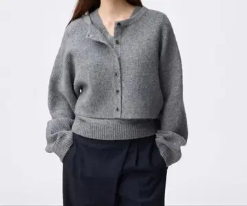 GU 퍼프 니트 2피스 가디건 그레이 S 새상품 니트