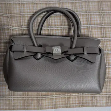 [ SAVE MY BAG ] 미니 리본 포함 그레이 핸드백