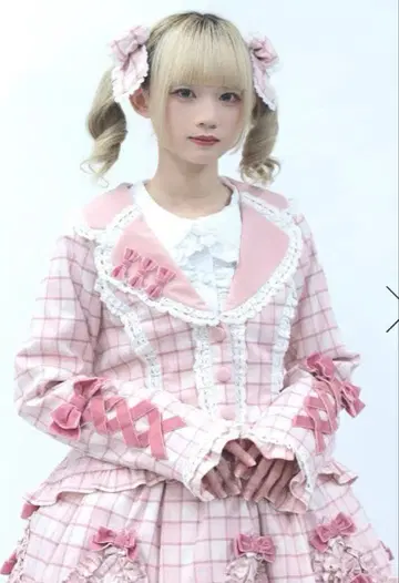 axes femme Chalmiere 타탄 체크 자켓 ( 핑크 )