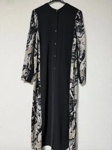 블랙 마블 무늬 롱 원피스