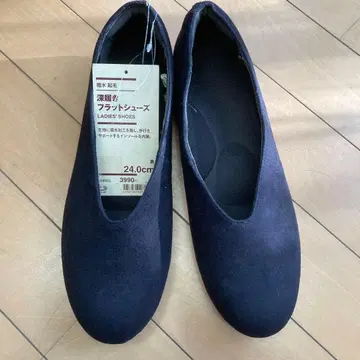 미사용 무인양품 깊은 착용감 플랫슈즈 24.0cm 블랙